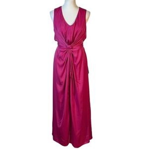 Lulus Me Stun Magenta Sleeveless Knotted Maxi Dress Barbie Sz XS NWT